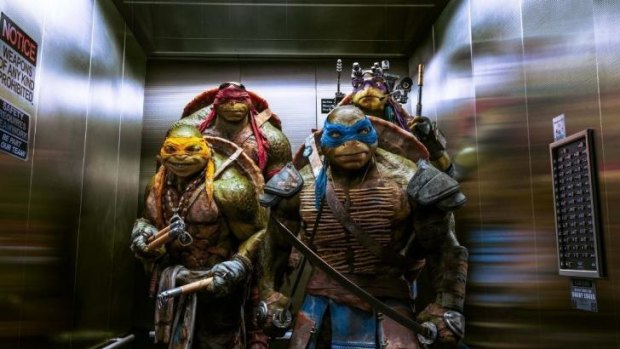 Special effects: The Teenage Mutant Ninja Turtles are ready for action.