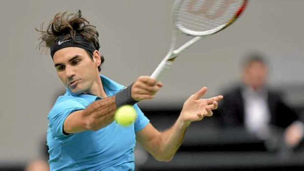 Caught short ... Roger Federer of Switzerland.