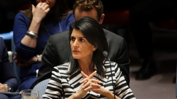 Nikki Haley called a press conference outside the UN to declare America's opposition to the talks.