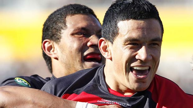 Sonny Bill Williams (R) with  Robbie Fruean playing for Canterbury in the ITM Cup. Friday's clash against the Waratahs will be their first match together in Super Rugby.