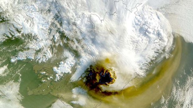 Eruption ... a NASA image of the Grimsvotn volcano.