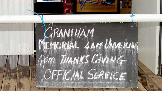 A sign in Grantham displaying details for this week's flood anniversary services.