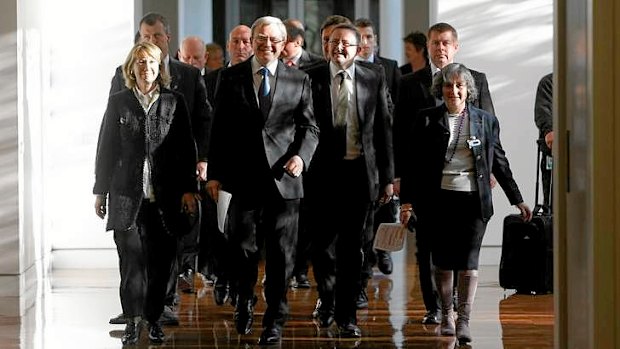 Kevin Rudd arrives for the leadership ballot on June 24, 2010.