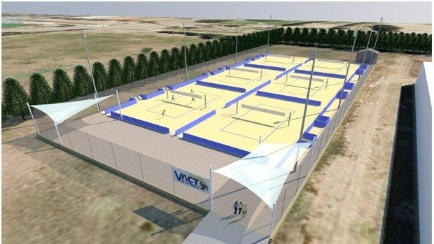 The $750,000 beach volleyball complex at Lyneham is behind schedule.