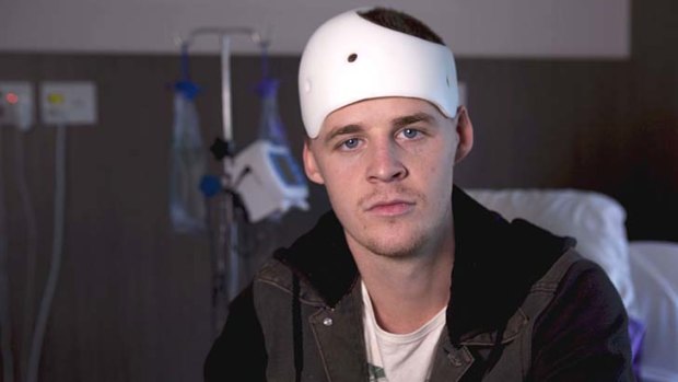 Bashed in Bondi: Victim Michael McEwen in hospital after the attack.