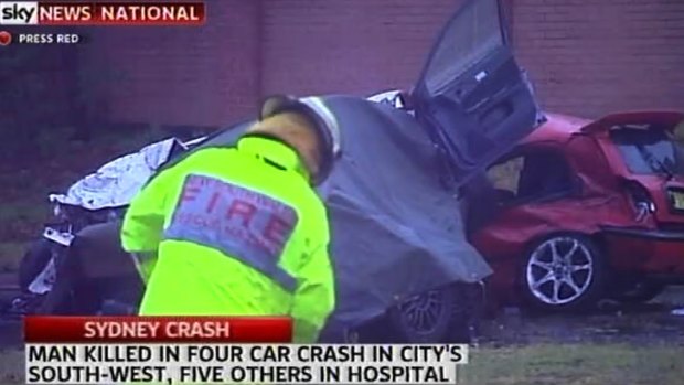 Wreckage: Amin Asfour died in the car crash at Greenacre.