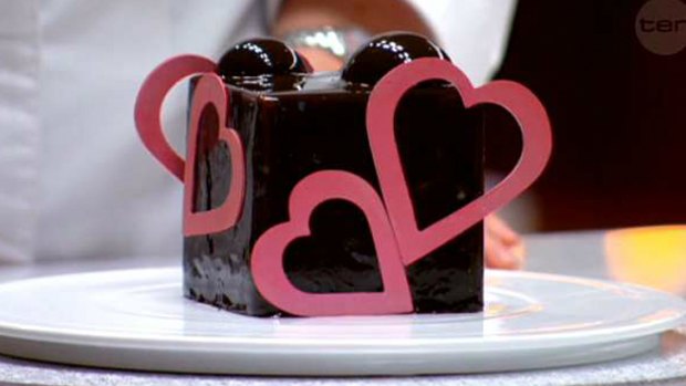 The ominous chocolate cake on <i>MasterChef's</i> 'Love' week.