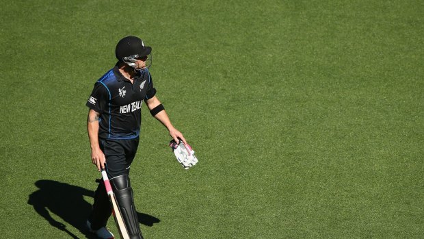 Loneliest walk: Brendon McCullum tramps off the MCG.