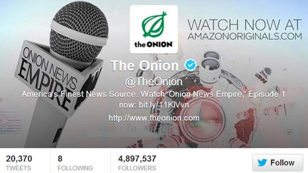 Hacked: The Onion's official Twitter account.