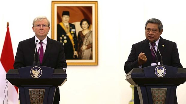 Prime Minister Kevin Rudd on a recent visit to Indonesia where he committed $600,000 to fight cyber crime.