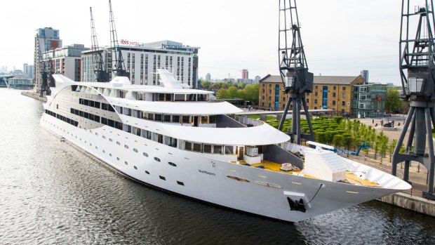 Sunborn London is a gleaming super yacht.