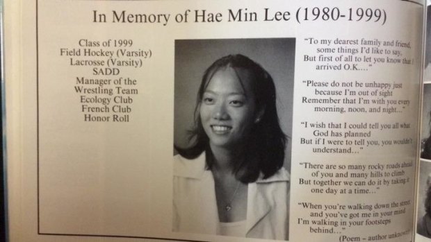 A Reddit user's photo of Hae Min Lee from the 1999 Woodlawn High School yearbook.