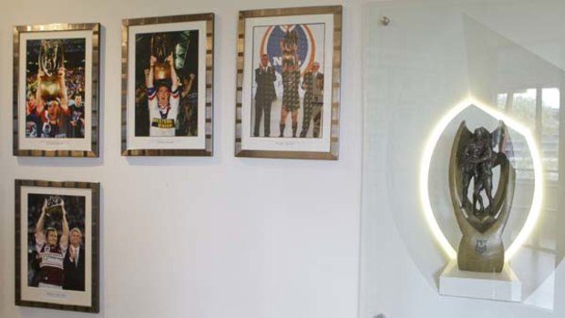 The Premier Clubs represented in photographs at NRL Headquarters. The Melbourne Storm pictures were removed after  having their premierships stripped for 2007 and 2009.