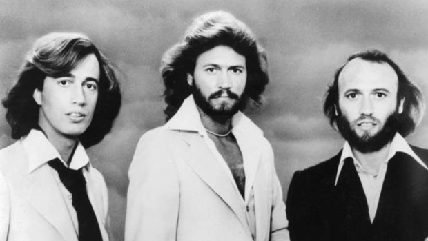 Bee Gees &#8230; Robin Gibb with brothers Barry and Maurice.