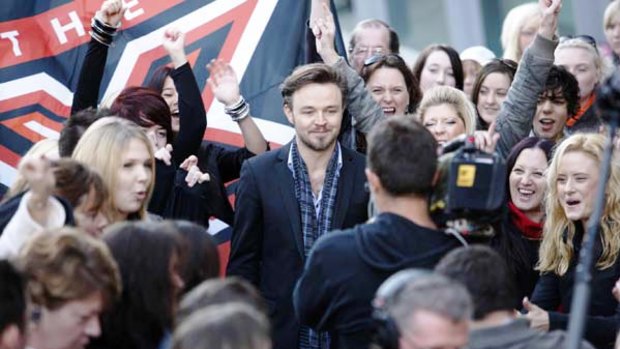 On the road again ... Matt Newton, the new host of 'The X Factor', at auditions yesterday in Perth.