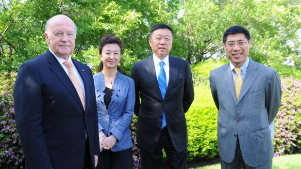 CSL chairman John Shine (left) with members of the China Entrepreneur Club on Thursday in Melbourne.