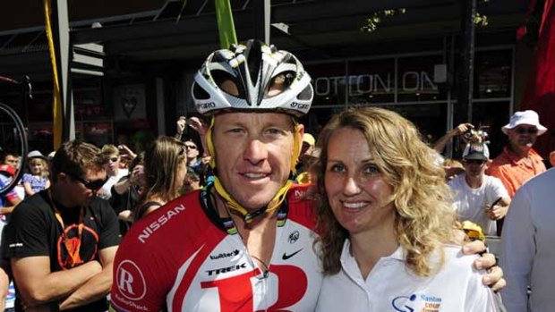Cancer sufferer Karen Munro with Lance Armstrong.