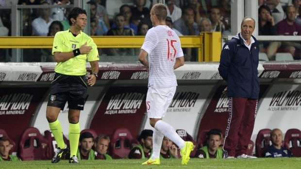 Seeing red: Nemanja Vidic leaves the pitch.
