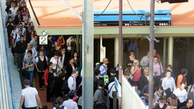 Waiting for myki: Commuters pass through barriers at Laverton Station where a 16-fold increase in use of the cards has occurred.