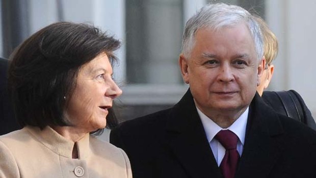 A file photo Polish President Lech Kaczynski and wife Maria who both died in the jet crash in Russia.