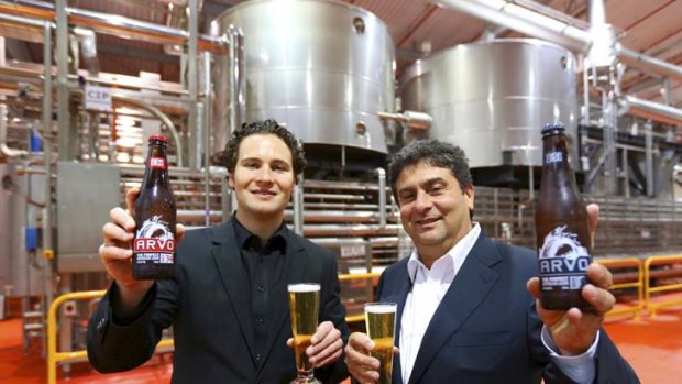 Taking on the big boys &#8230; Daniel and John Casella with their new Arvo beer.