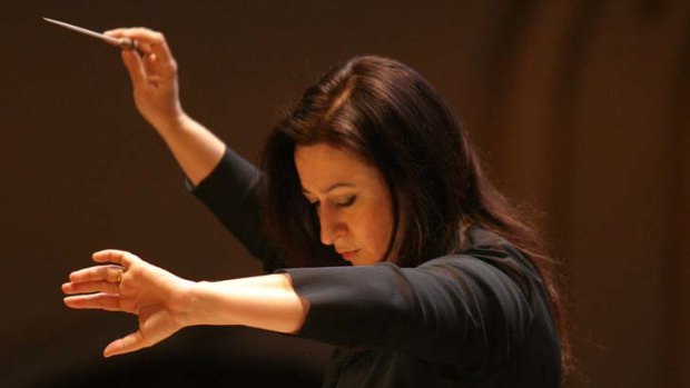 Conductor Simone Young ... revelling in Richard Strauss's <i>An Alpine Symphony</i>. ''You have everything from the softest music you can imagine to some pretty intense, rhythmic percussion.''
