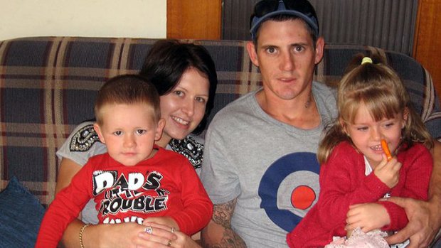 Jason Richards, with his his partner Jessie Laidlaw and their children.