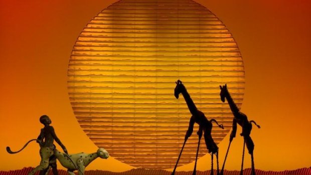 Giraffes and a Cheetah on-stage in The Lion King.