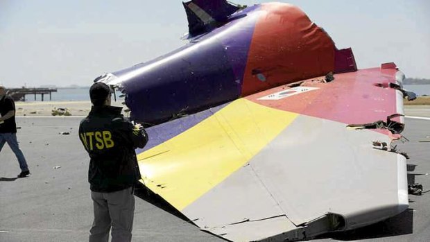 Tail section broken off the Asiana Airline aircraft.