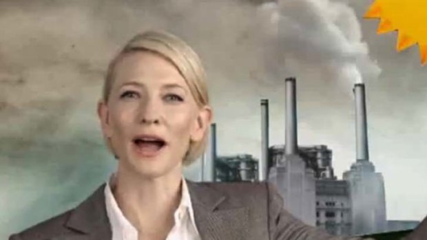 Cate Blanchett appears in an ad in support of the carbon tax.