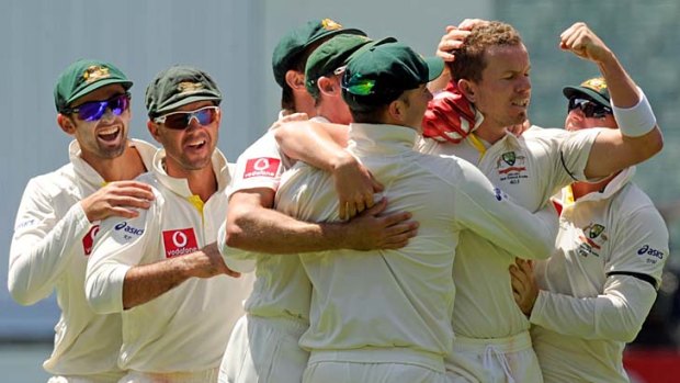 Peter Siddle is a happy man after claiming Sachin Tendulkar.