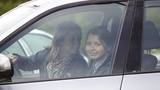 Madeleine Pulver on her way to school one week after her ordeal. Police have now made an arrest in the US.