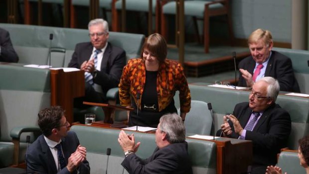 Nicola Roxon delivers her valedictory speech at Parliament House on Tuesday.