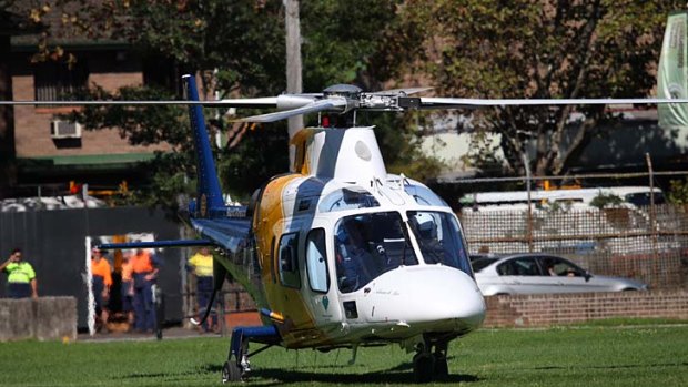 The helicopter lands near Wentworth Park.