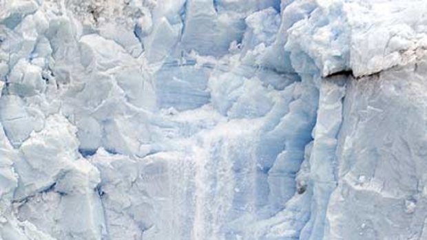 Pieces of ice fall from the Perito Moreno glacier near the city of El Calafate, in the Patagonian province of Santa Cruz.