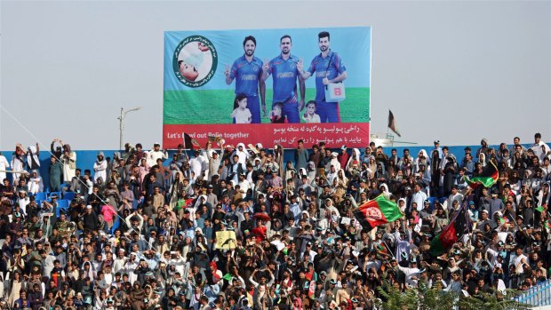 Afghan cricket fans inside the stadium.