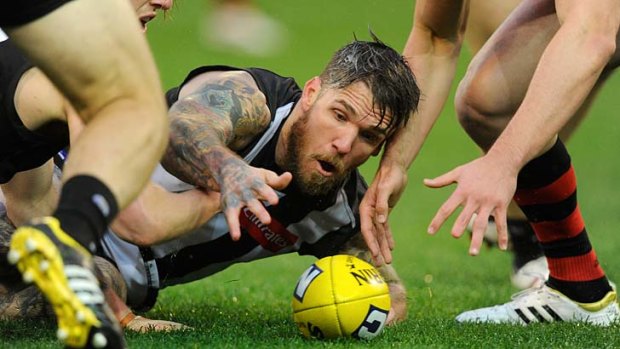 Dane Swan goes for the ball at the MCG.