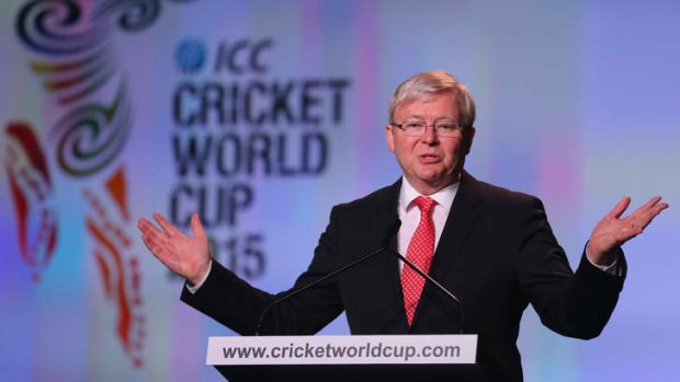 Australian Prime Minister Kevin Rudd speaks during the Official Launch of the ICC Cricket World Cup 2015.