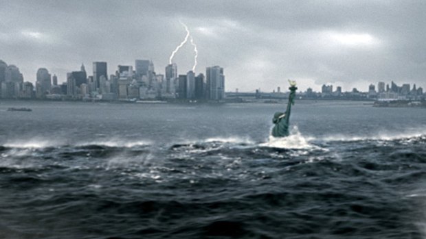 New York City is flooded in the wake of a catastrophic climatic shift in a scene from <i> The Day After Tomorrow</i>.