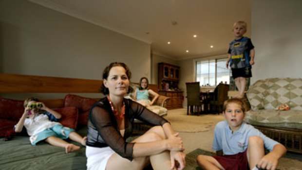 Last straw ... Angela Baines, who  travelled    to Sydney for treatment, with   her children, from left, Marcus, Alison,  Hayden   and Lincoln,