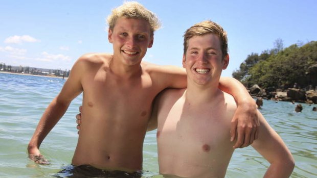 Mates race: Cormac Guthrie, left, with friend and runner up Lochie Hinds.