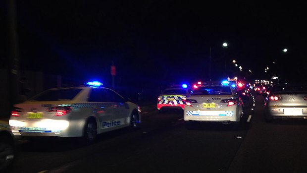 Police chase a car down the M1 on Monday night.