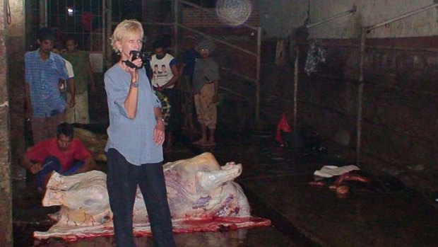 Former police officer Lyn White captures video evidence of an Indonesian slaughterhouse's practices.