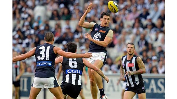 Carlton's Michael Jamsion in action at the MCG when the Blues played the Pies in round 2.