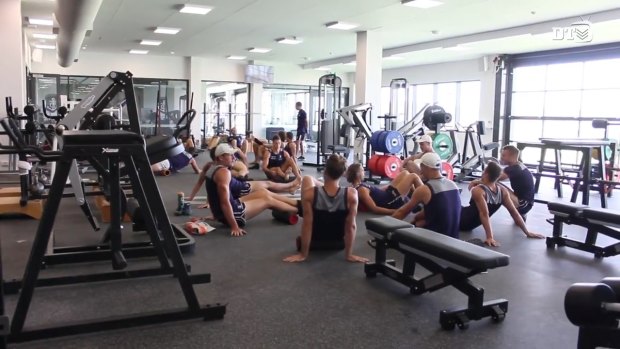 The new Fremantle Docker gym is four times bigger so the entire squad can train together.