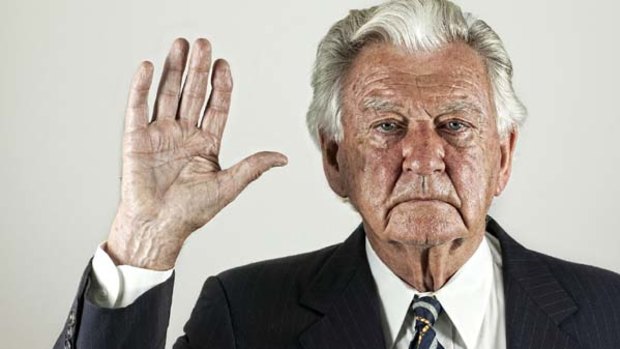 Making history . . . the television commercial with Bob Hawke.