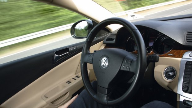 Look ma, no hands ... Volkswagen's Temporary Auto Pilot in operation.
