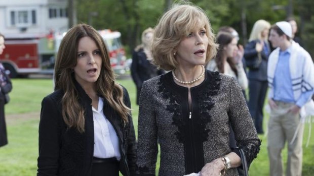 Wendy Altman (Tina Fey) and  Hilary Altman (Jane Fonda) in <i>This is Where I Leave You</i>.