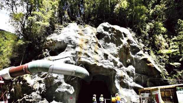 Tragedy below ... The opening to the Pike River coal mine.