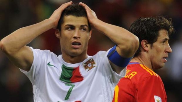 Despair ... Portugal star Cristiano Ronaldo.